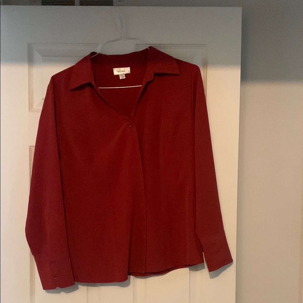 Dress Barn Deep Red Button Down Shirt